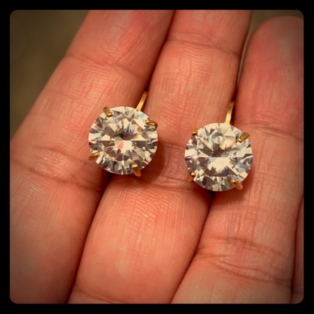 14K Gold Plated Sterling SilverCZ💎💎Drop Earrings